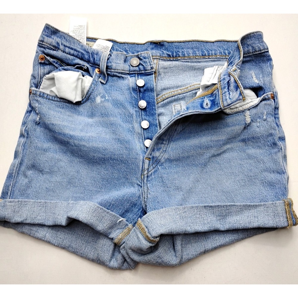 Levi's Premium 501 Rolled Denim Shorts Light Wash Size 30 Button Fly